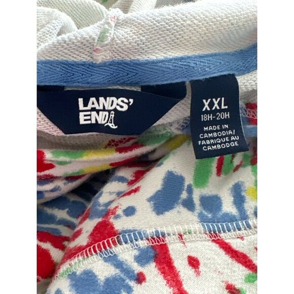 Lands End Hoodie Tye Dye Blue Yellow Blue Kangaroo Pocket Blue Cuffs & Hem XXL - Picture 6 of 6
